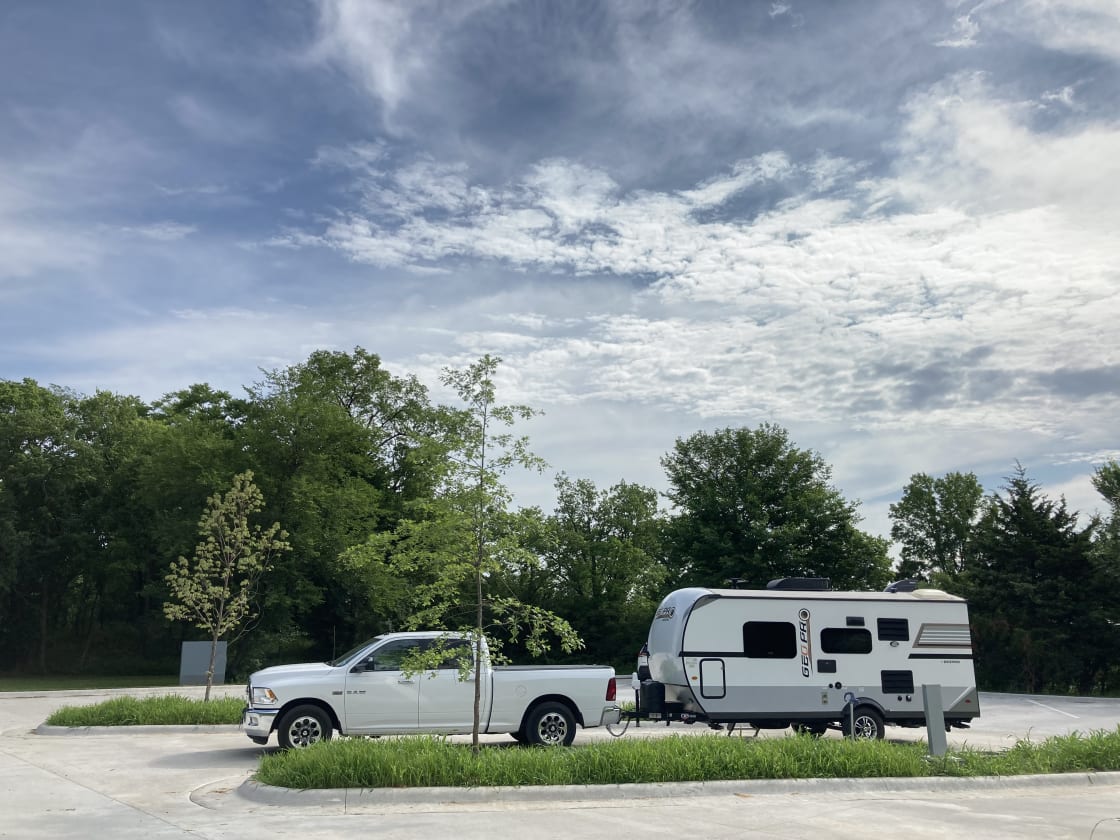 Our RV hook ups are located in our paved parking lot. 