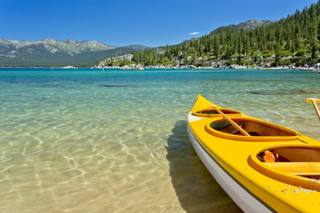 Discover the breathtaking beauty of North Tahoe's crystal-clear waters just a quick drive away from your stay at Coachland RV Park.