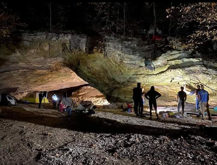 Climber's Campout event in cave.