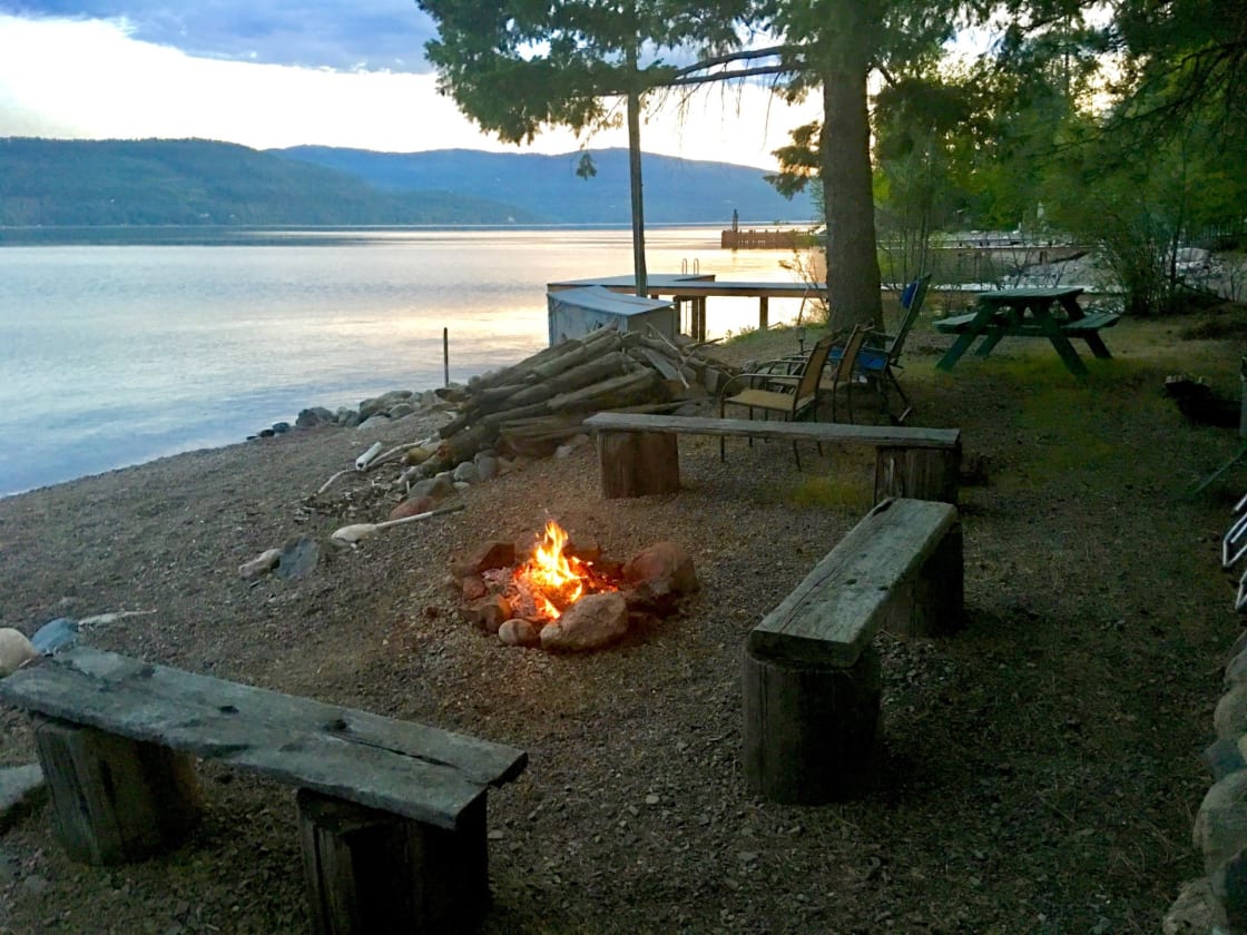 Campfire with bench seats