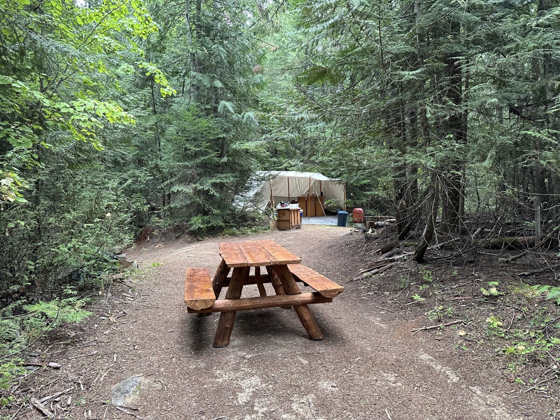 Shared kitchen and picnic table