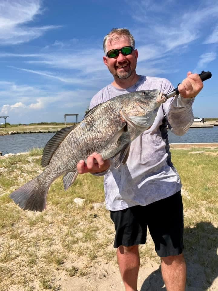 One of our guests caught a nice Black Drum from the community fishing area just down the street. 
