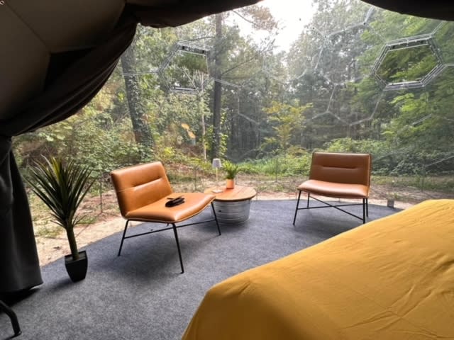 Small table and comfy chairs to enjoy your morning coffee and take in nature.