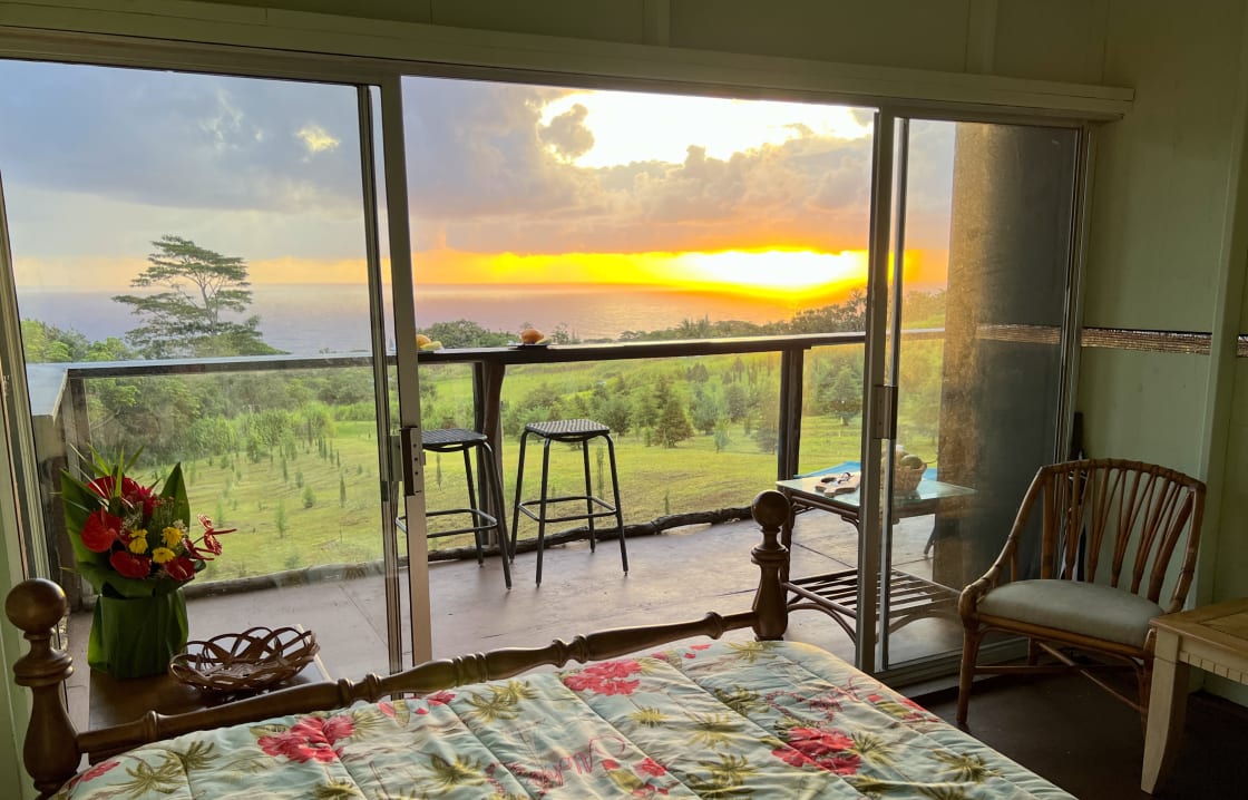 Sunrise view over the ocean from bed!