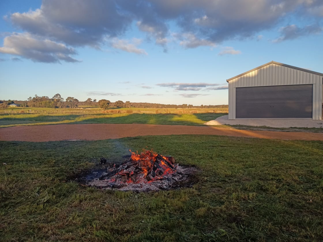 Use the communal fire area, or byo firepit to use on the grass, away from the driveway.