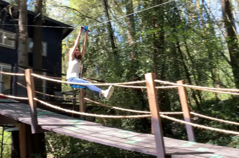 My wife ridding the Zip Line 