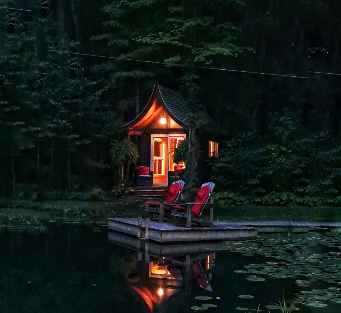 Walden Cabin at Night