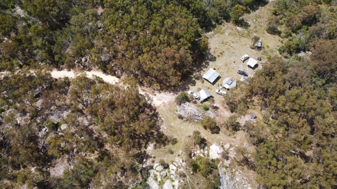 Aerial view of campsite
