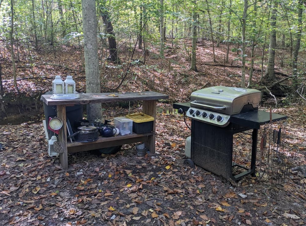 Large propane grill and a prep bar for your use!