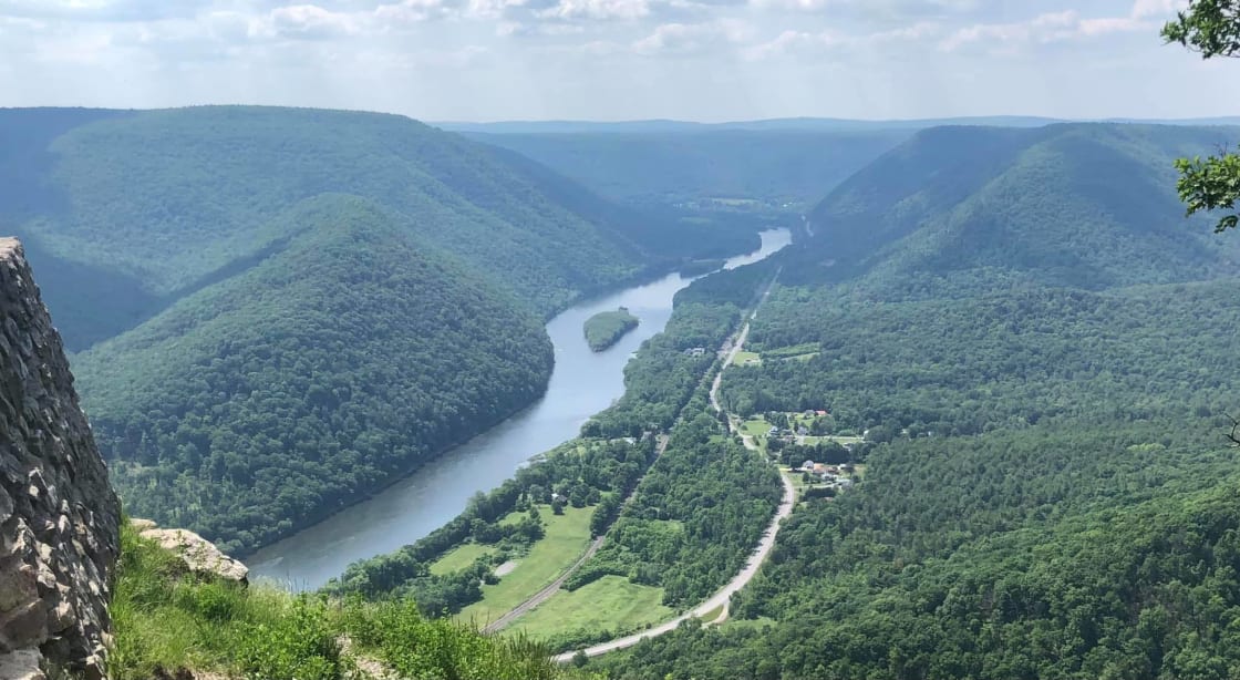 The incredible view from Hyner View State Park - you can see the overlook from our campsite!