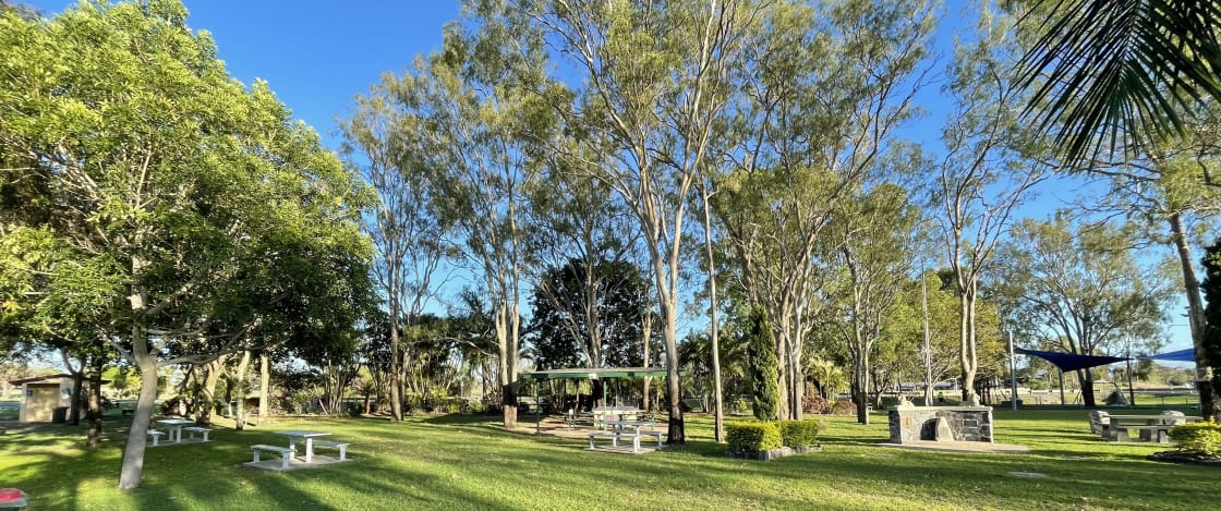 Picnic tables and shaded area available in local park.
