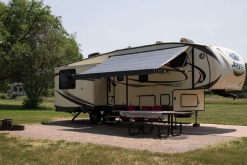 example of RV on pad. You bring your own RV.