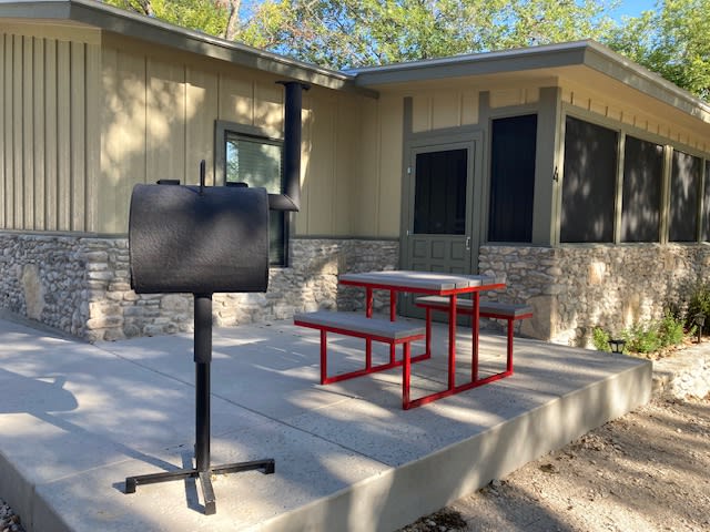 BBQ pit and picnic table