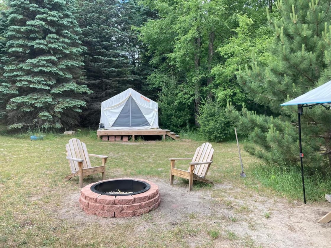 Main canvas tent & 1 of 2 fire pits 