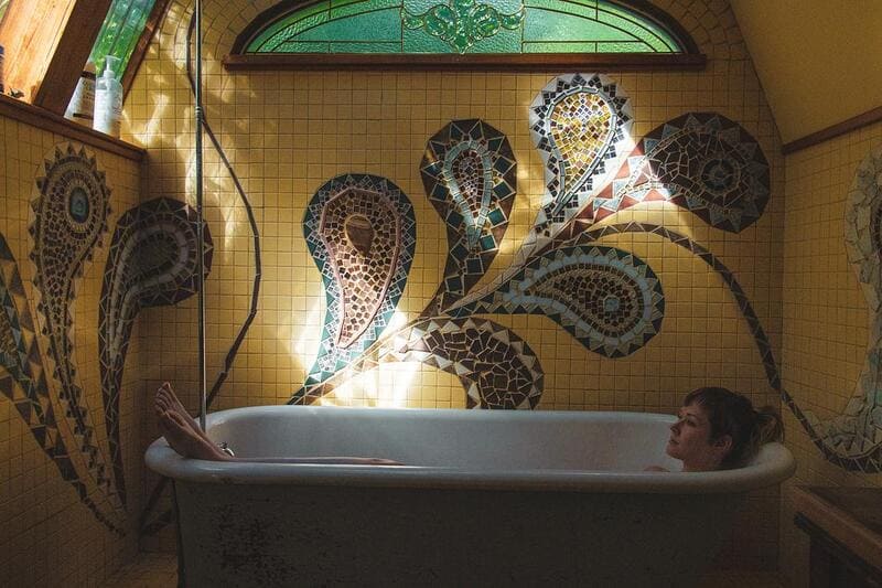 Paisley Paradise Yurt. Enjoy a soak in the claw foot tub (exclusive to yurt guests)
