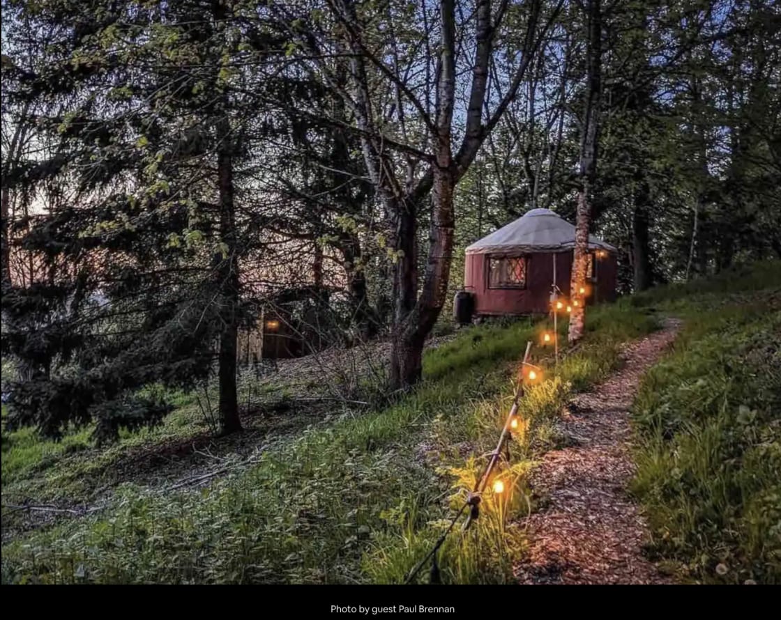 Enjoy our meadow yurt perched on the west bluff of the Powell Butte adjacent to the nature part, with panoramic valley views and nature surrounds!