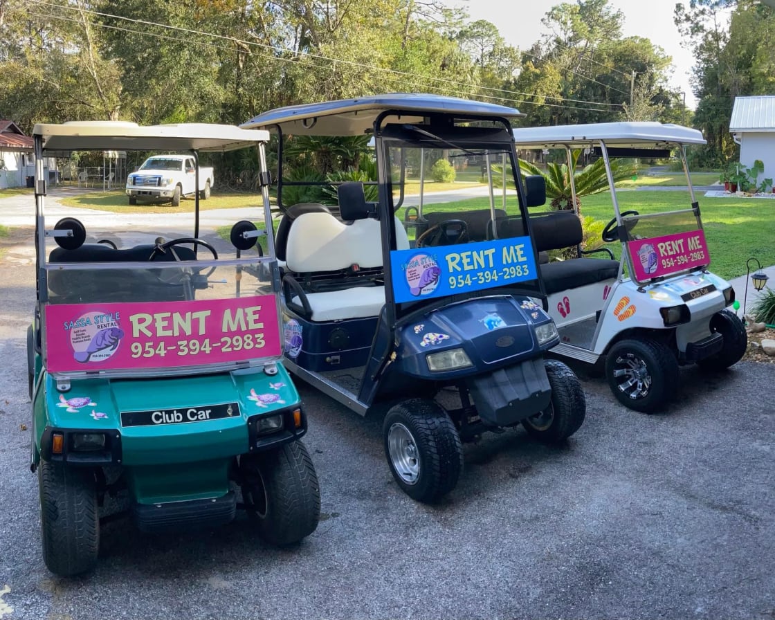 Golf cart rentals. Message me for pricing and availability.