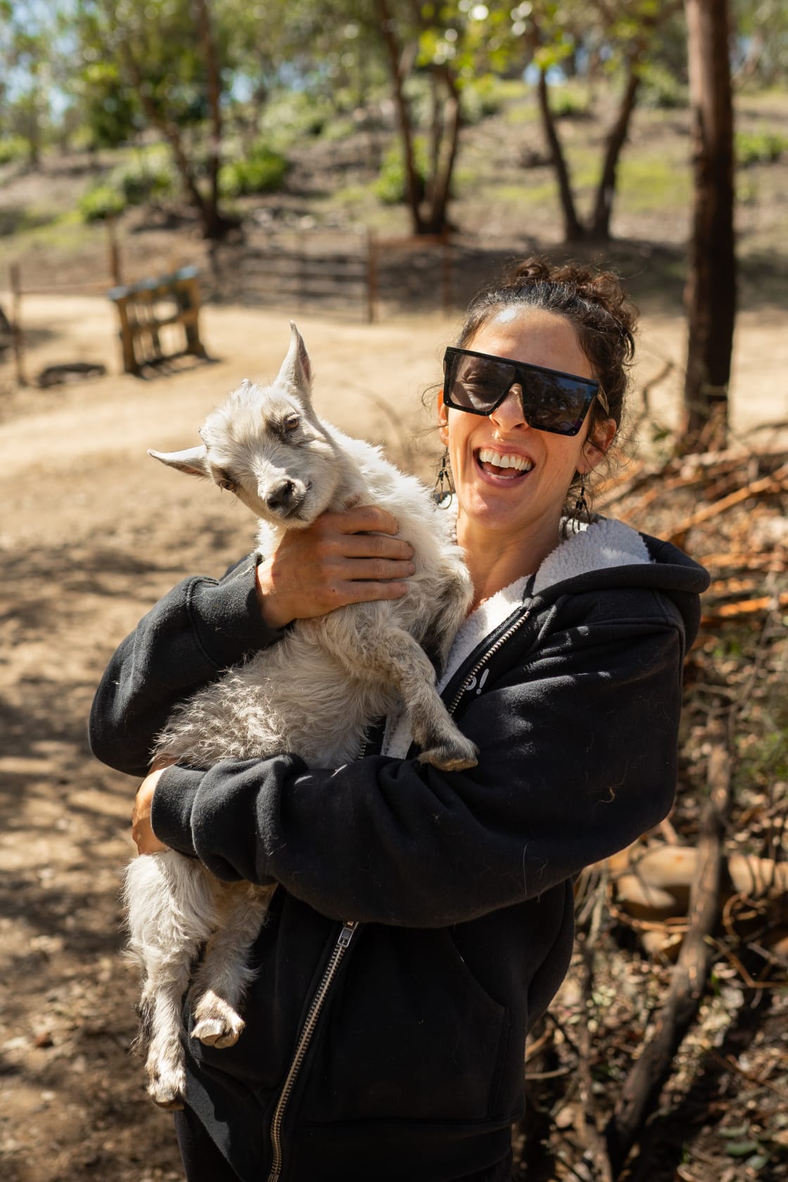 Karina (host) and her pygmy goat