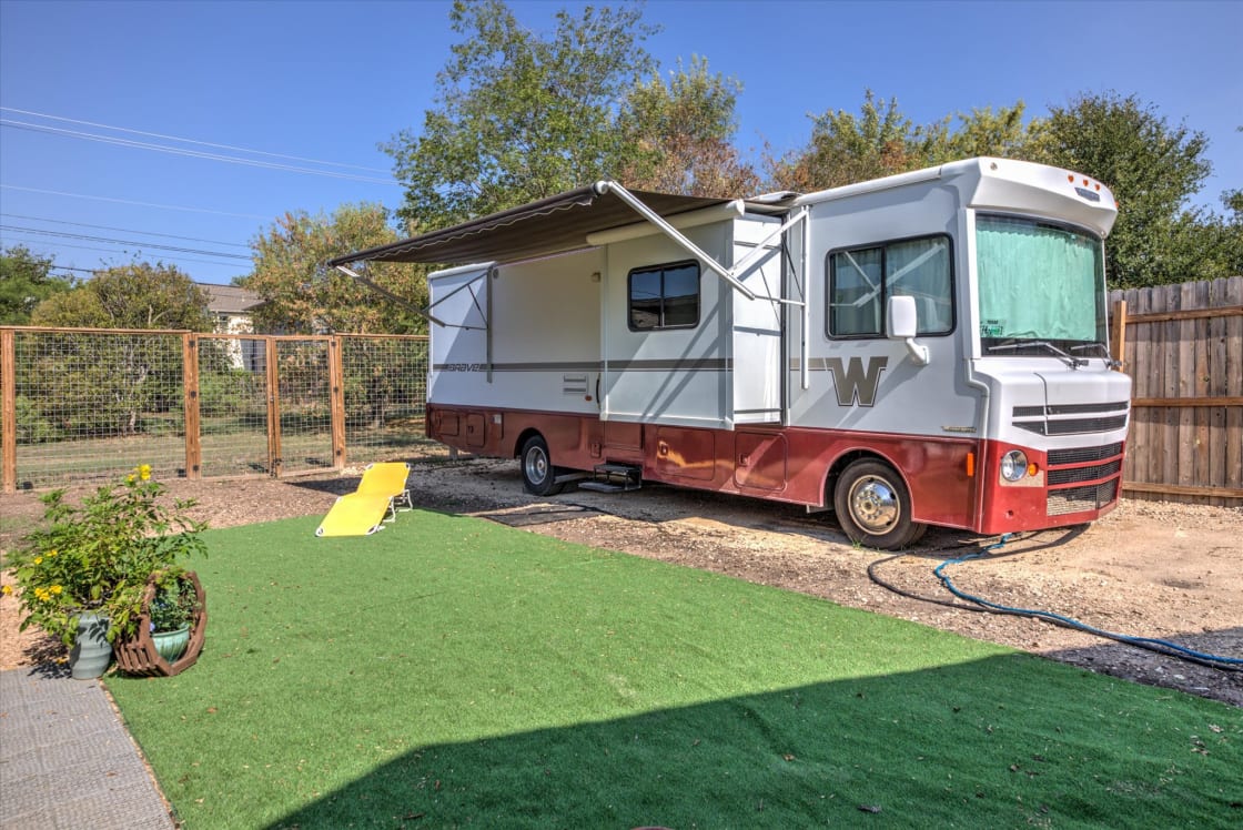 8' fence on side and back. No neighbors in the back. Reminder, my 33' RV here for perspective but will not be on property at the same time as guests.