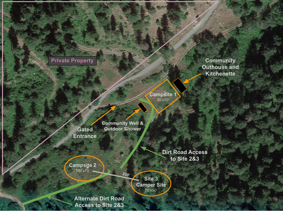 Derby Canyon Retreat Birdseye view of site locations, size, common utilities, etc. 