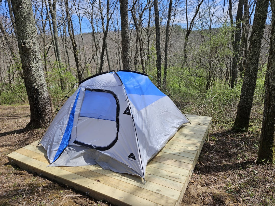 Example Tent on Tent Pad - Tent Not Included in stay
