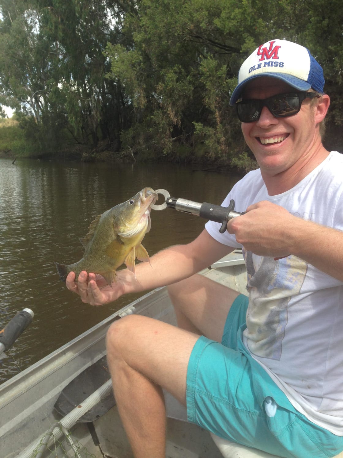 Brad's caught a fish