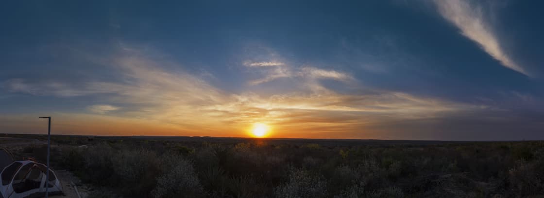 Sunrise over the Roadrunner flat primitive campground in April 2014.