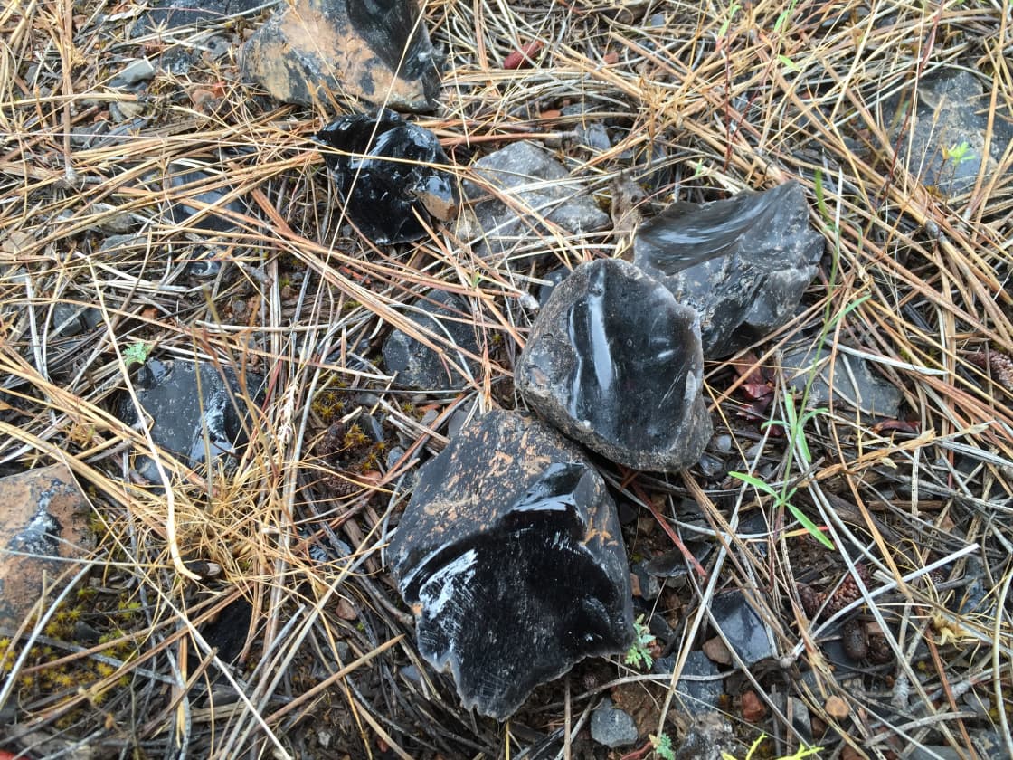 Obsidian littering the ground