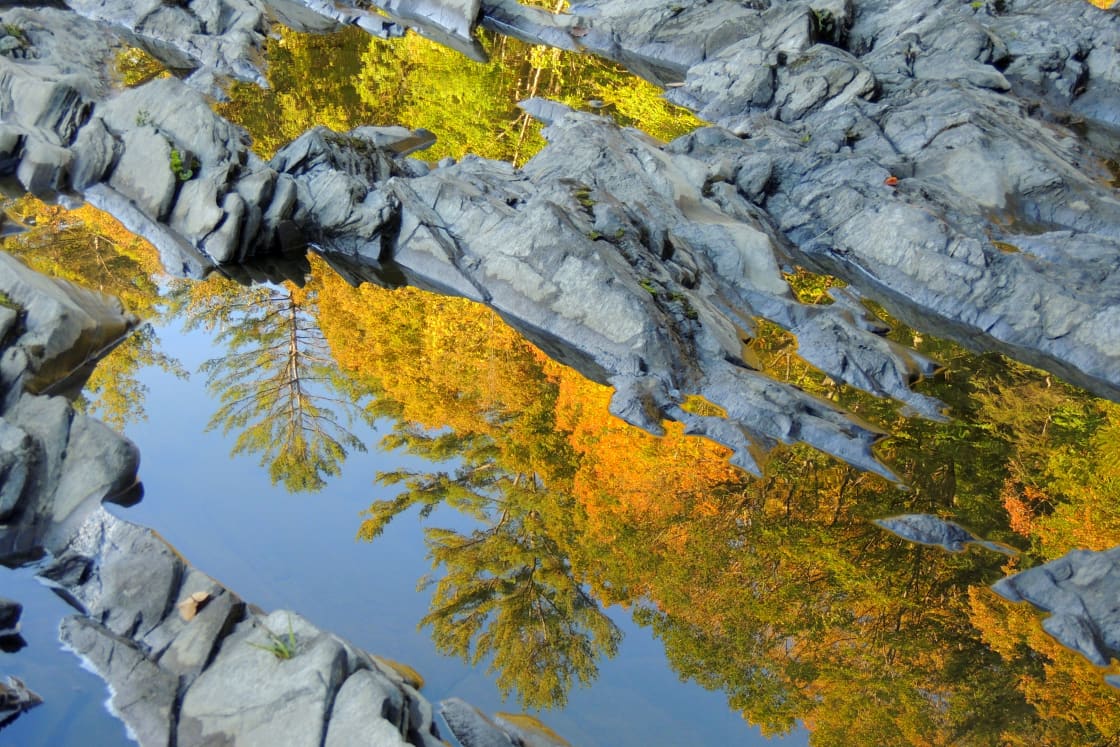 Fall reflections in Quechee Gorge.