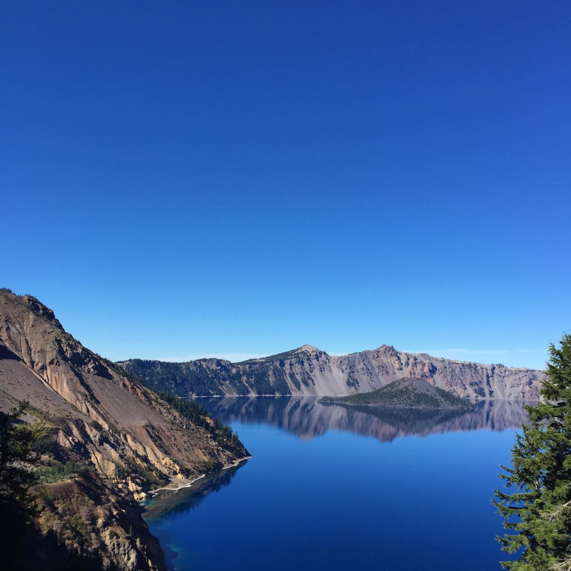 The calm after the storm brought about a bright blue sky day with mirror like conditions on the lake. The weather system during our time at Crater Lake allowed us to experience both ends of the spectrum from choppy lake to still water.