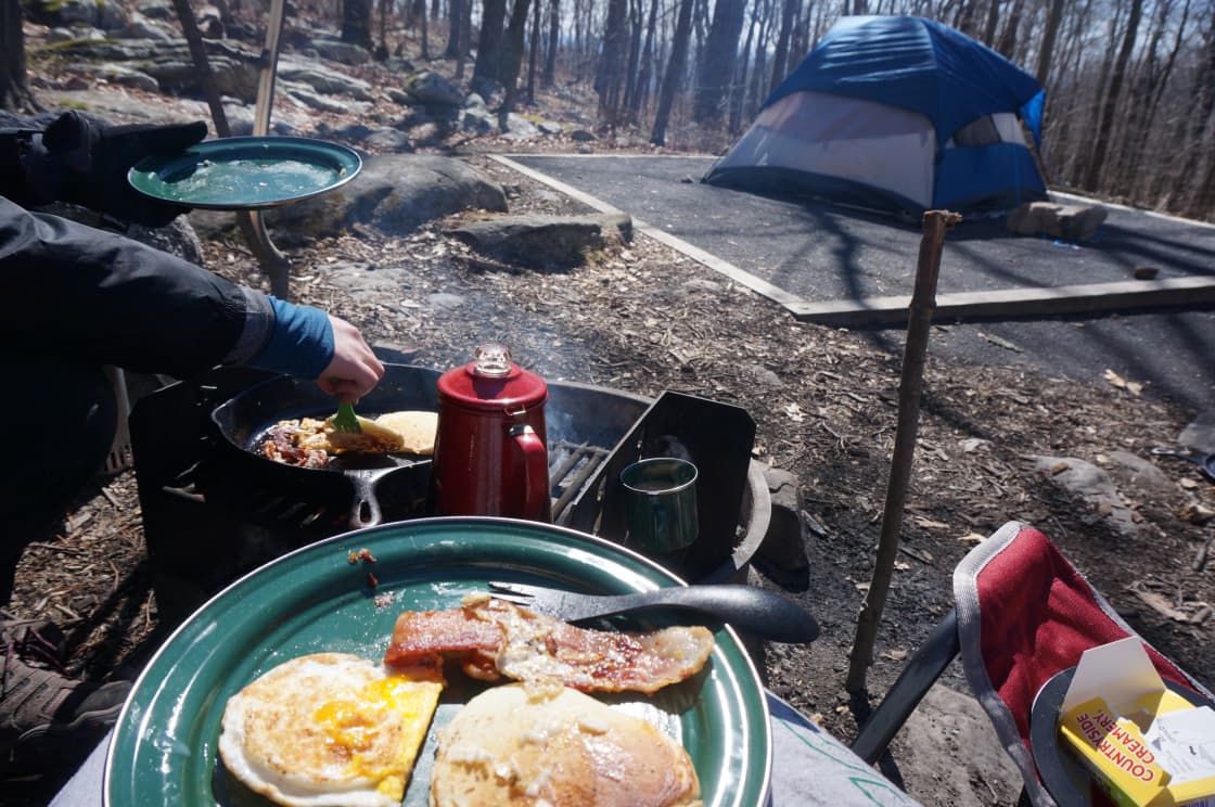 Every site has space for one car (there is a parking lot at the entrance for day hikers and overflow parking), a fire ring with a grill, and a tent pad. 