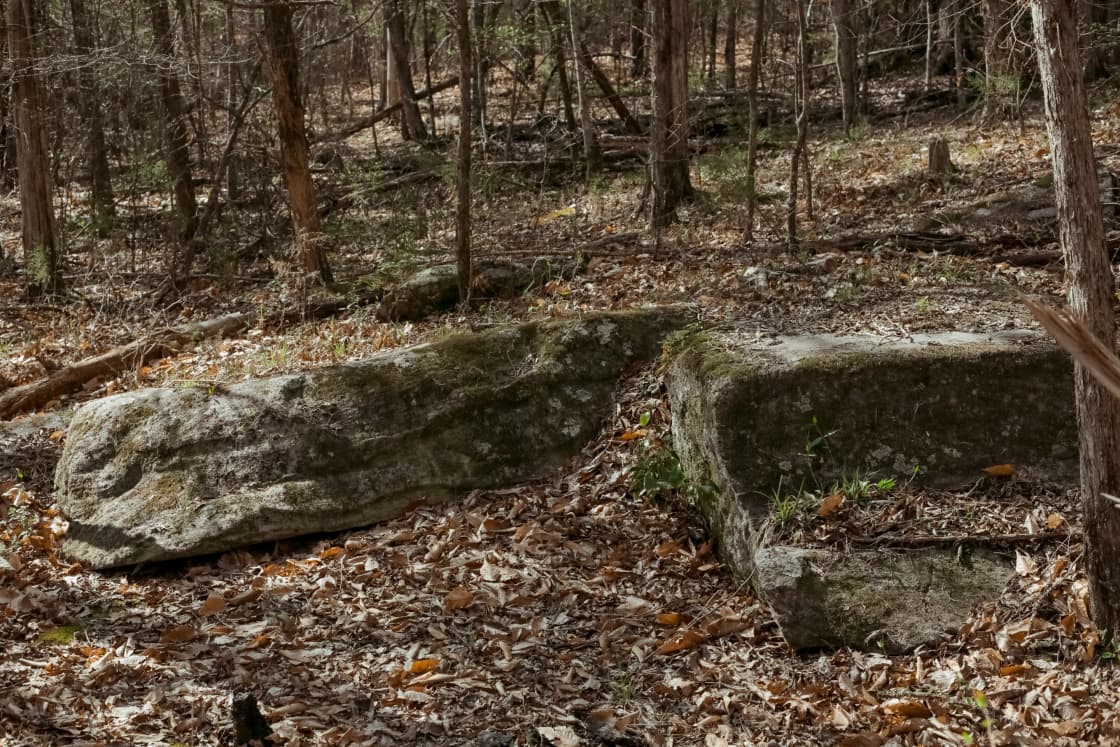 Natural rock formations line the path of the creek, making excellent natural chairs or fire-pits.