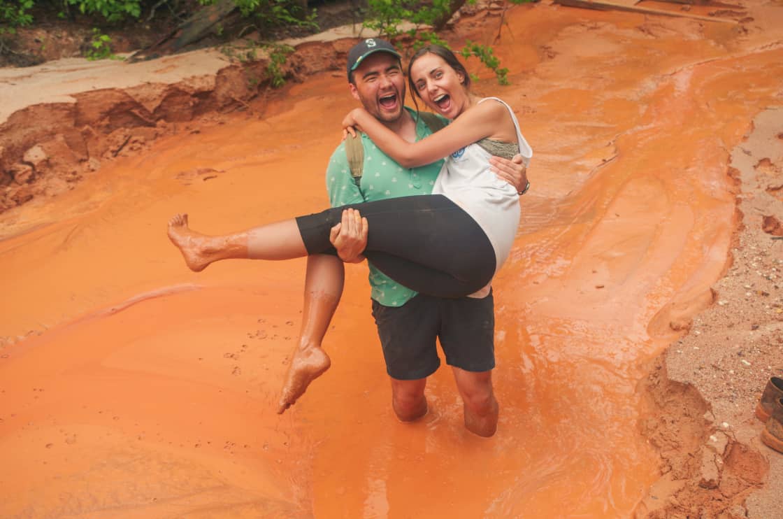 On wet days, barefoot running in the clay is truly a memorable experience