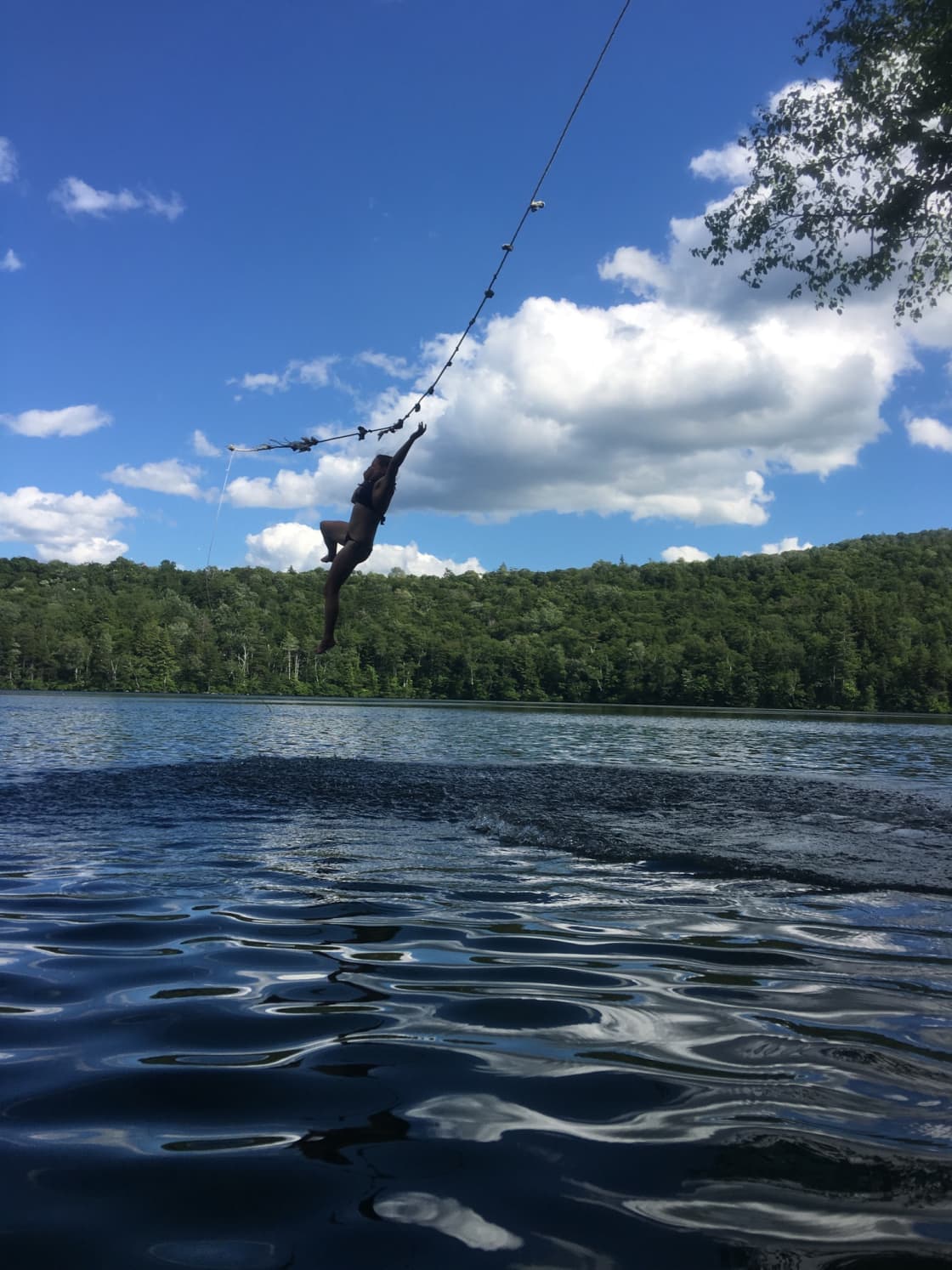 Rope swing over Russell Pond