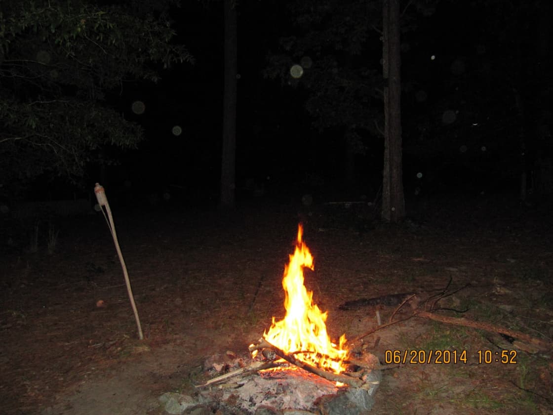 Camp fire at summer camp