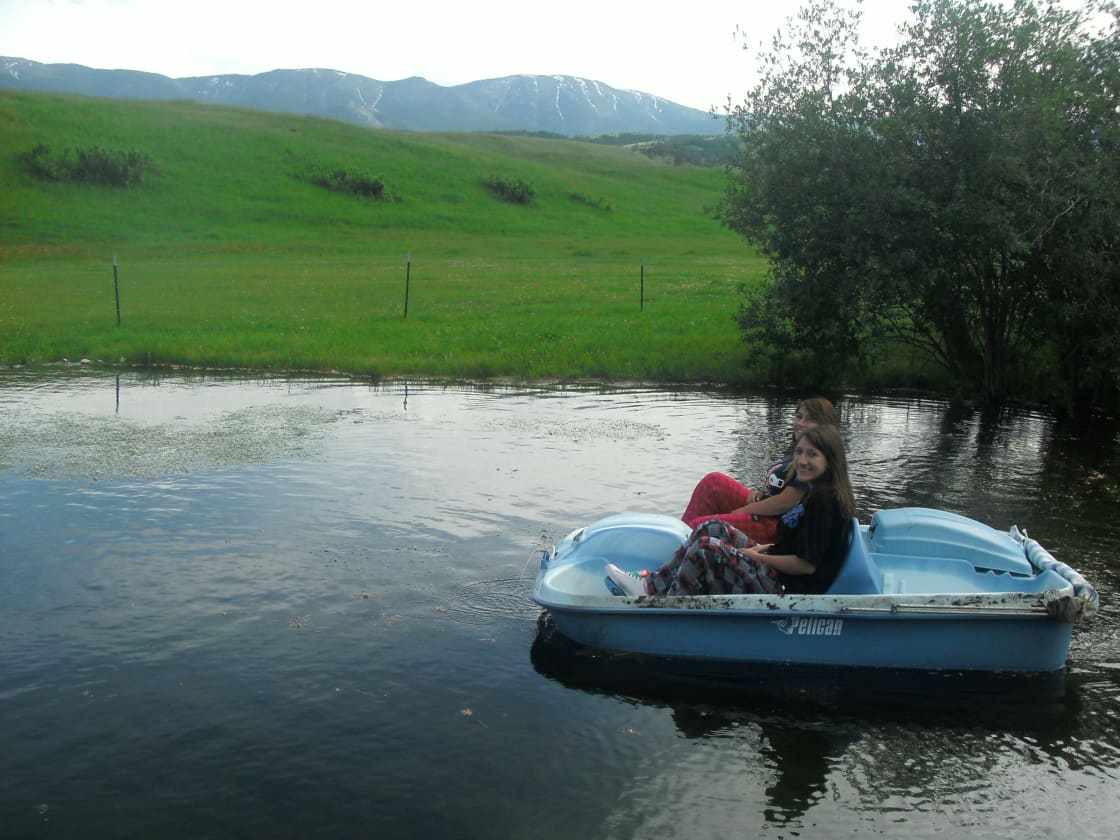 Paddleboat fun plus a canoe and rowboat to put on the pond and enjoy!