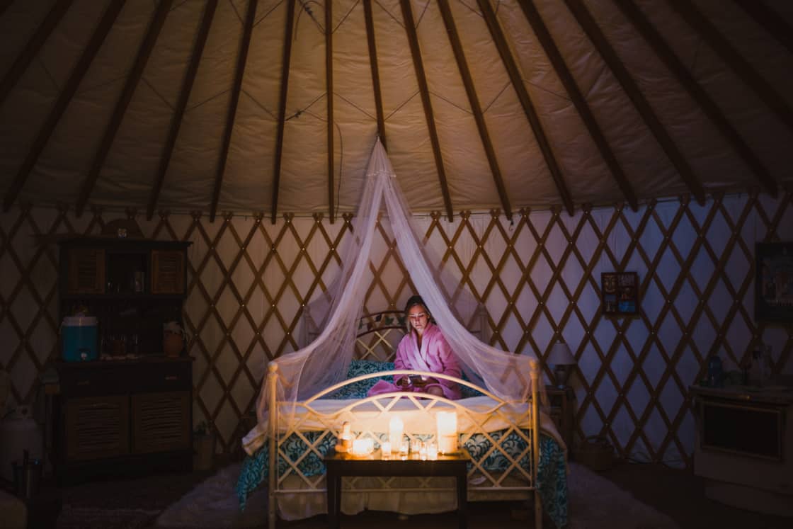 At night we lit candles and cozied up in the quiet of the yurt.