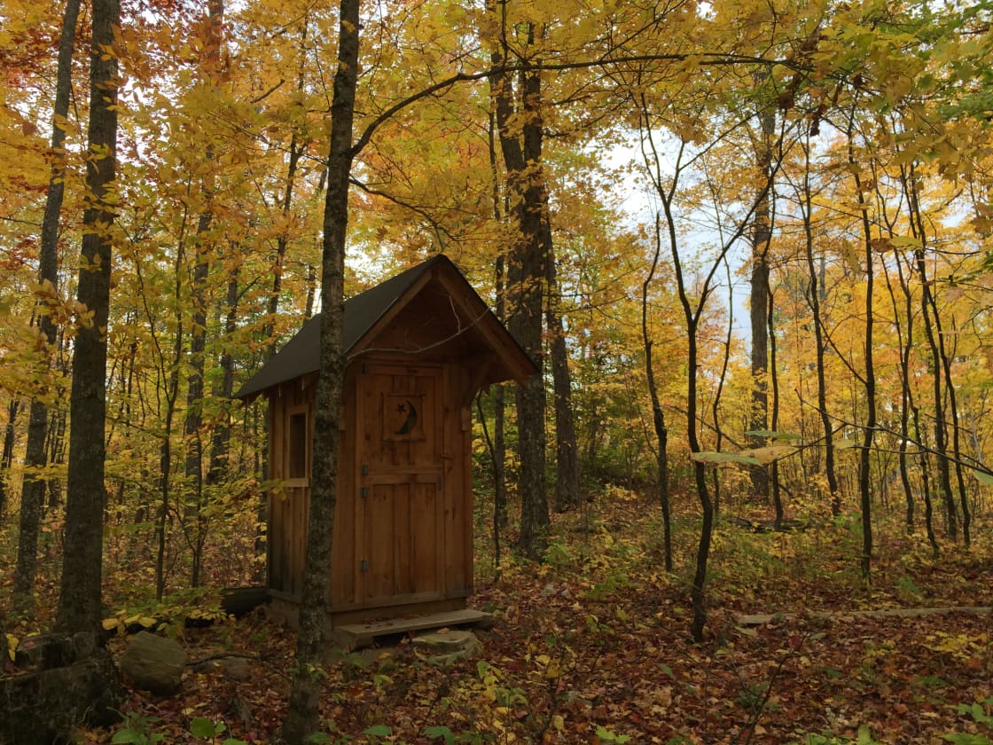Our welcoming outhouse.