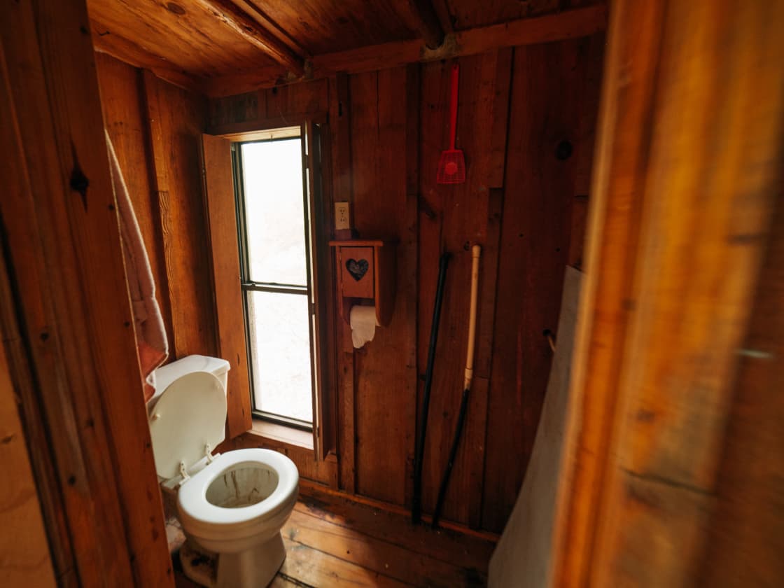 Pretty luxurious to have a flushable toilet out in the woods