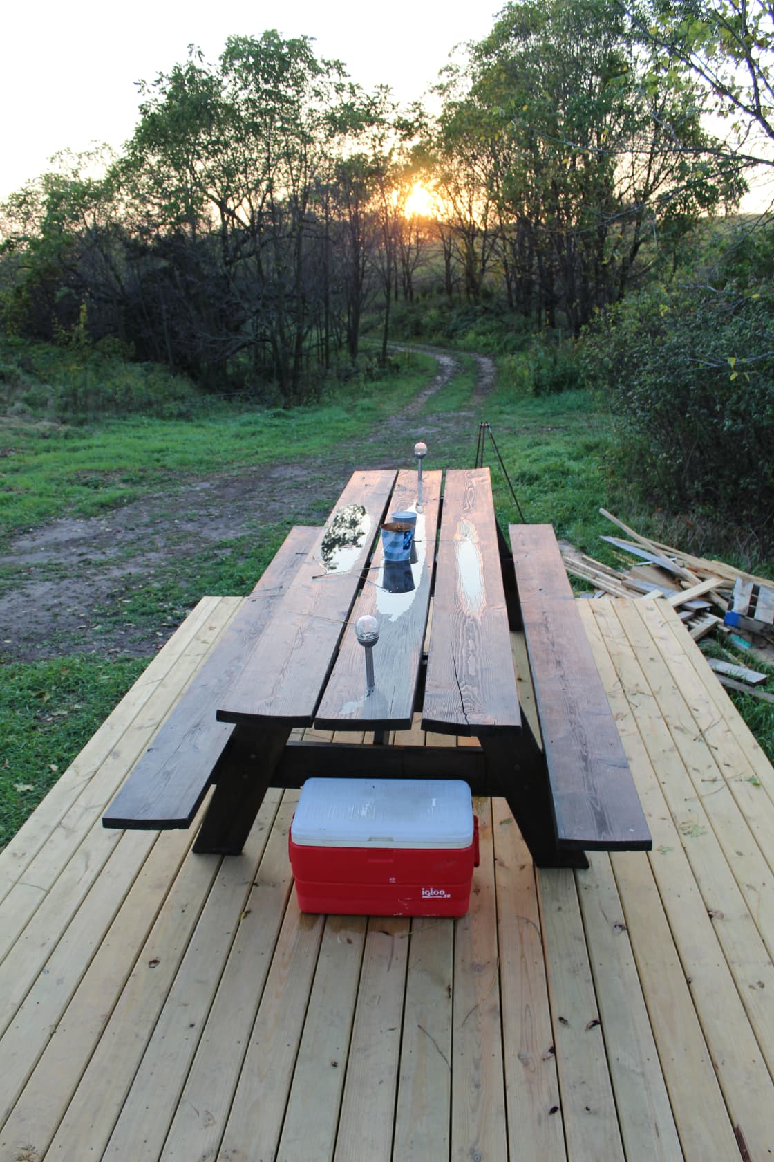 large picnic table for eating outside