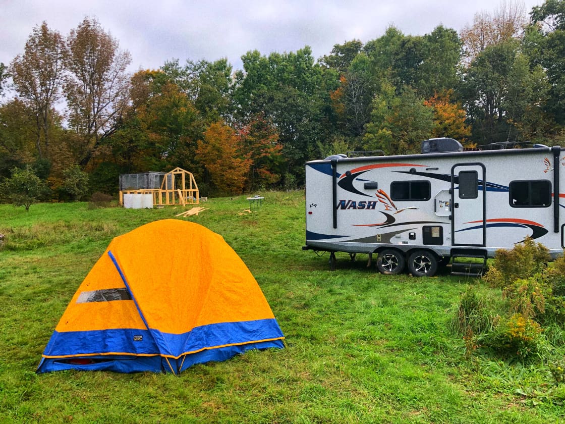 You can pitch a tent just about anywhere on the property that suits you and your group! 