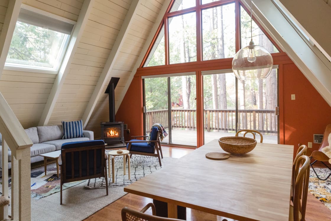 The A-Frame has big windows and wonderful light year round.