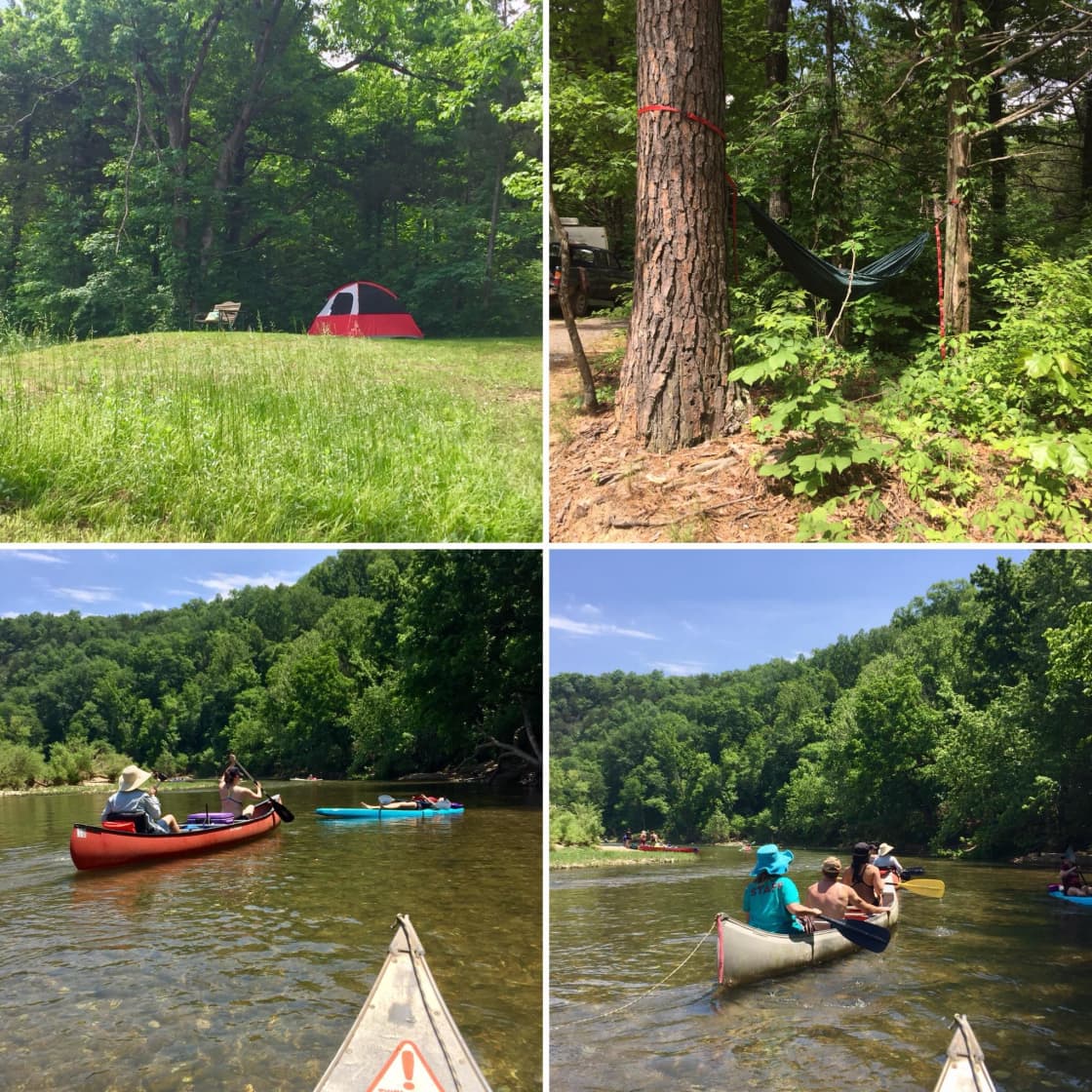 There are a few campsites by the large pond, wooded camp areas as well.  Floating the Buffalo River is a popular activity