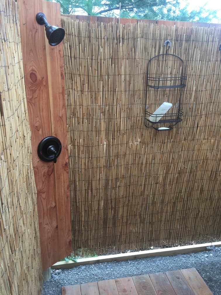 Interior view of the outdoor covered shower.