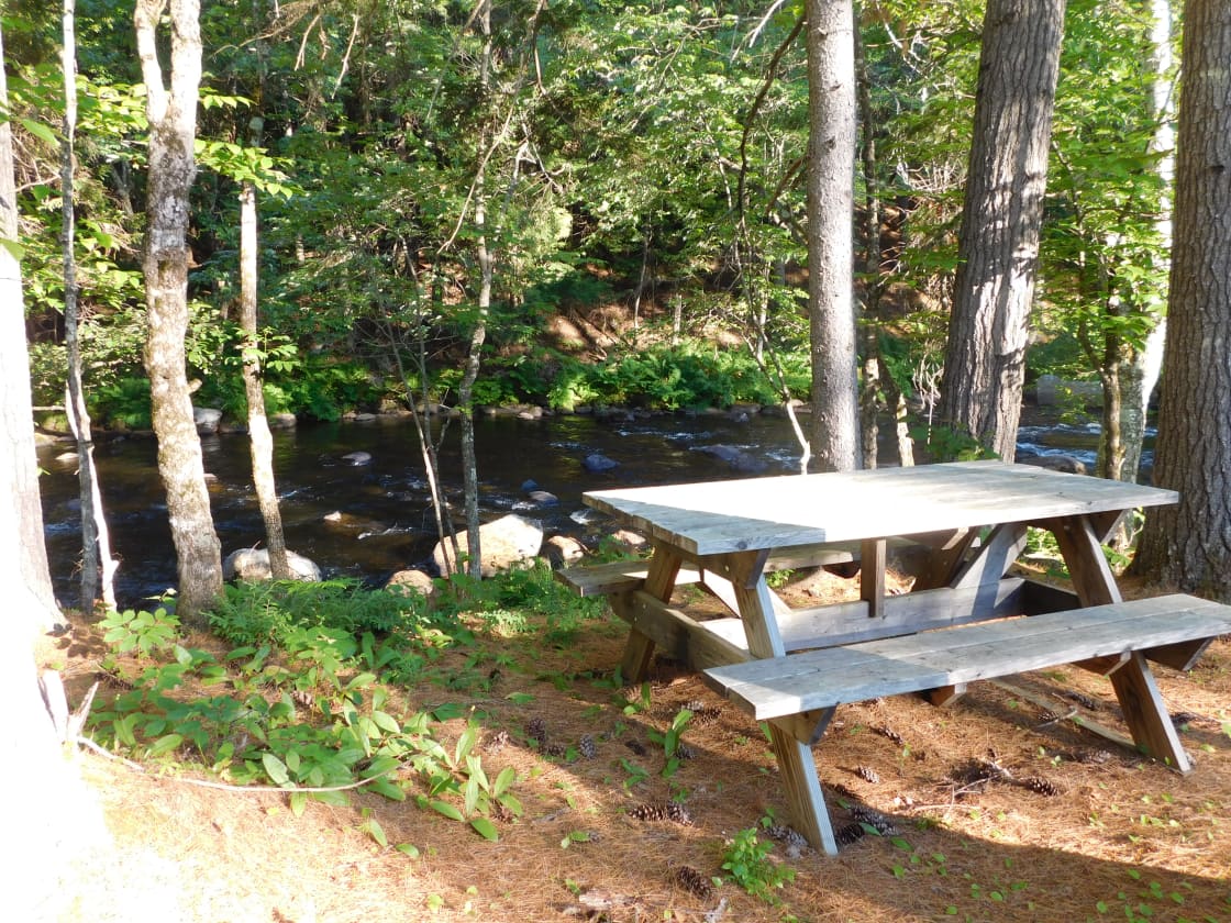 Picnic Table and View of Webb River on Lot 1