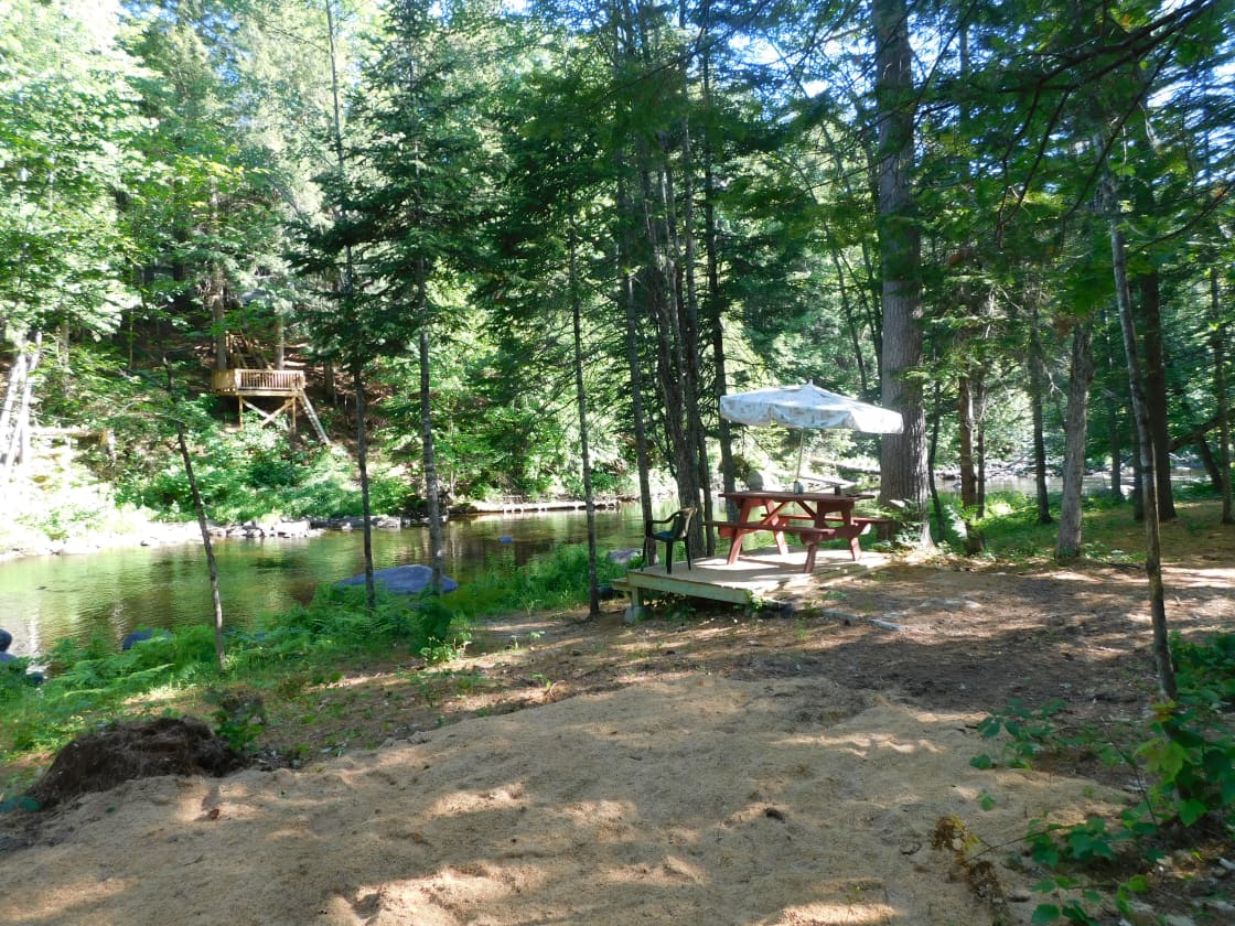 view From Tent Site to Picnic Table with View of Webb River on Lot 2