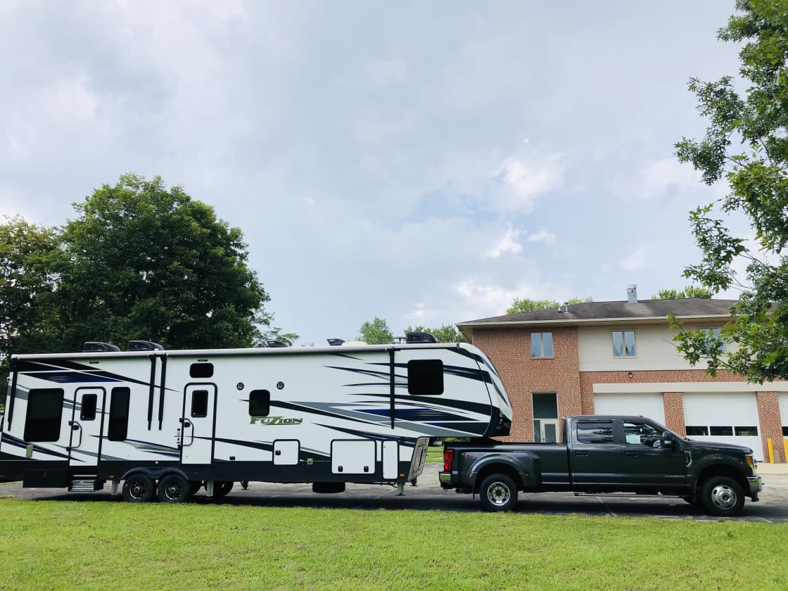 40’ with plenty of space on our black top 