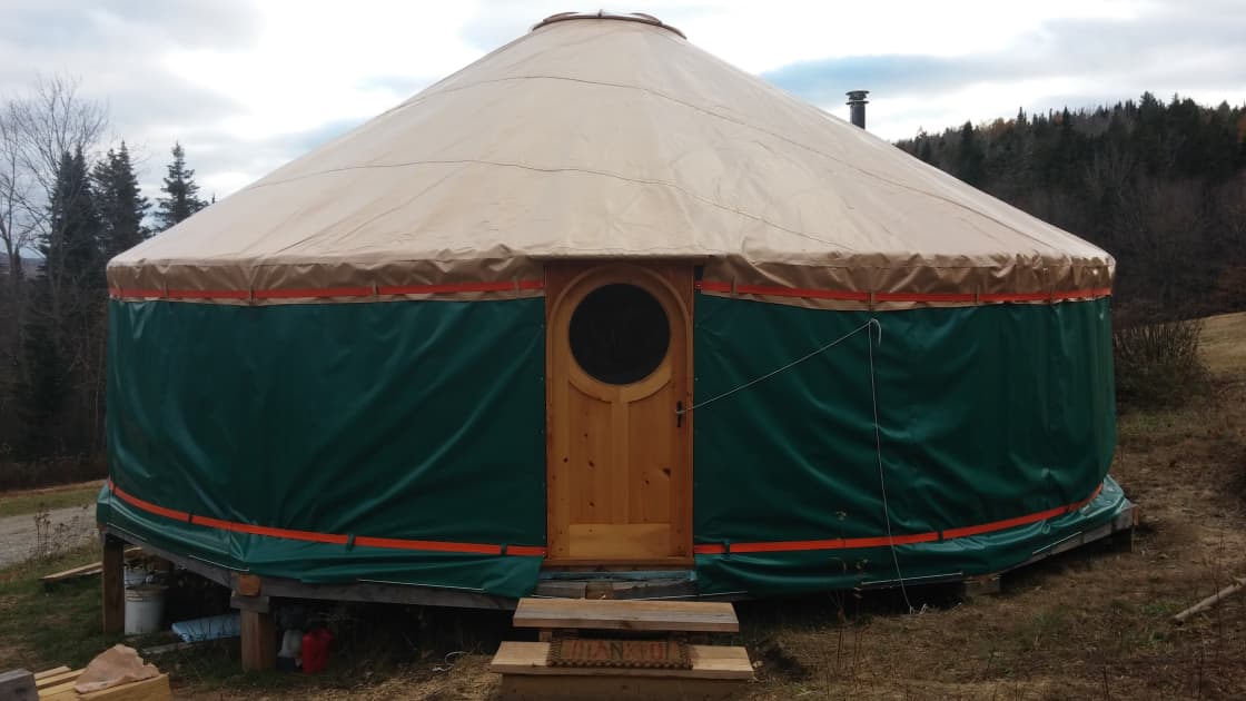 30' yurt- This is where the camp kitchen, water, trash, recycling, and compost bins are. 