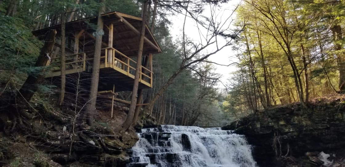 We built a pavilion for you next to our waterfall.