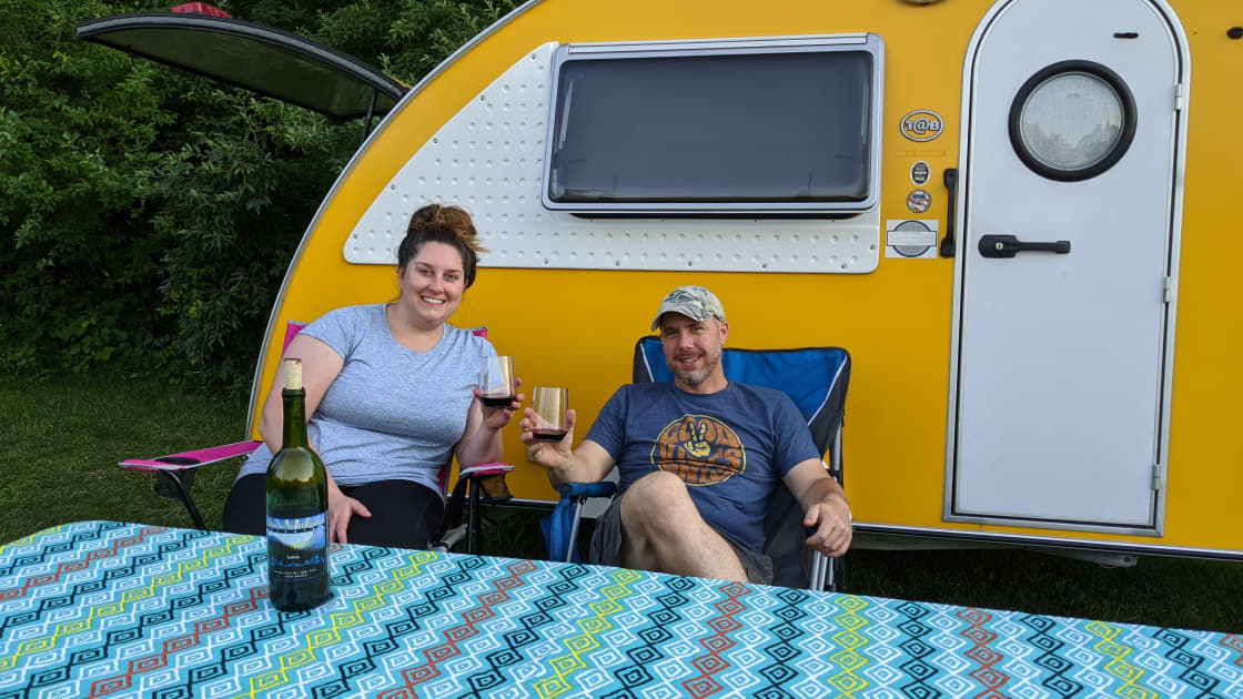 Camping in style with a bottle of Hickory Ridge Norton!